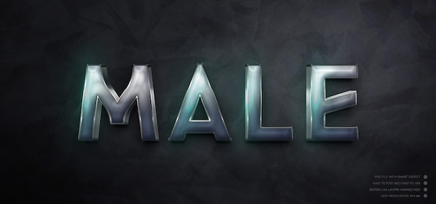 PSD 3d luxury text male editable font style