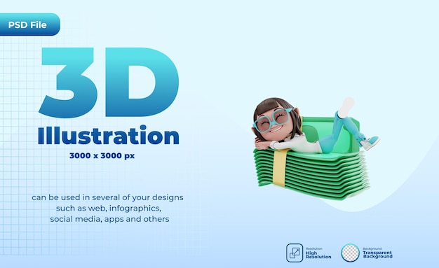 3d sdraiato sui soldi