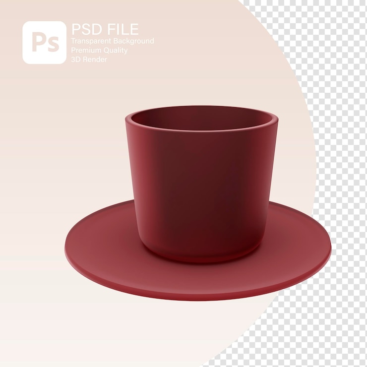 PSD 3d-рендеринг кофейной чашки пурпурного цвета 3d