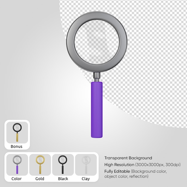 PSD 3d magnifying glass front