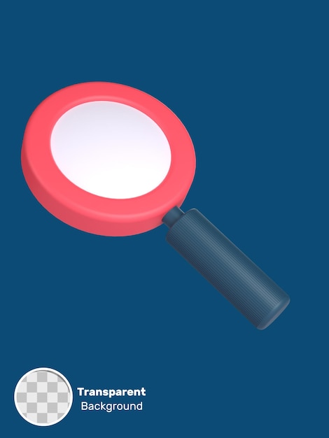 PSD 3d magnifying glass for school and education concept object on a transparent background