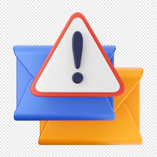 3d mail email message alert warning caution warning