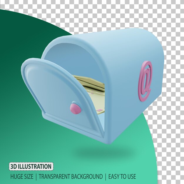 3d mail icon rendering with transparent background