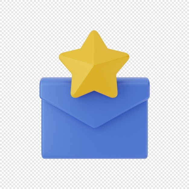 3d mail message envelope icon with star