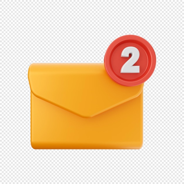 3D Mail Notification Icon Illustration