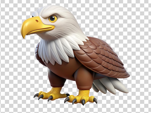 PSD 3d majestic eagle standing on transparent background