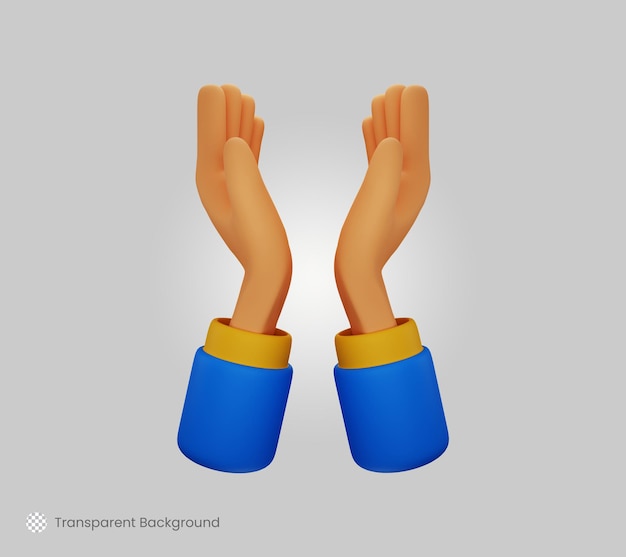 3d make hand gesture open up for support concept