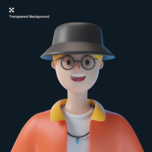 PSD 3d male cartoon character avatar