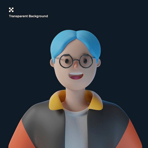 PSD 3d male cartoon character avatar