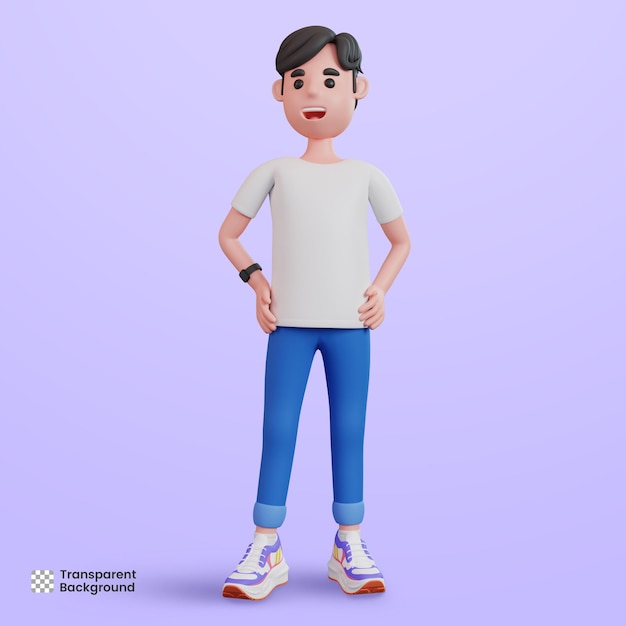 PSD 3 d の男性キャラクターはクールに振る舞う