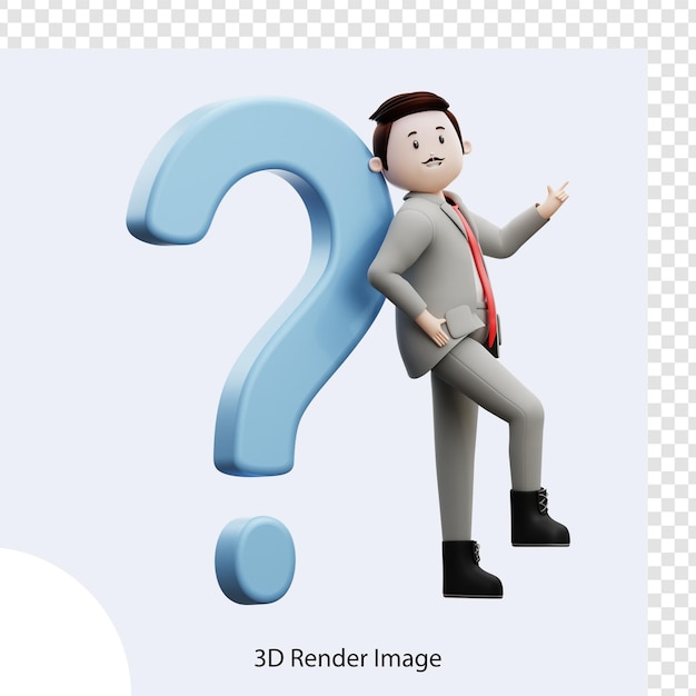 PSD 混乱して質問する 3 d の男性キャラクター