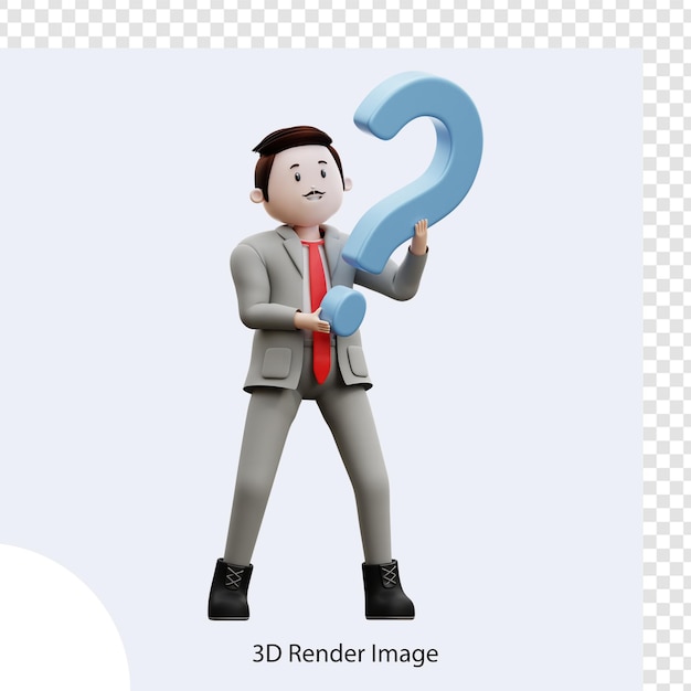 3d male character asking a question