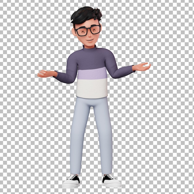 PSD 3d male character confused pose