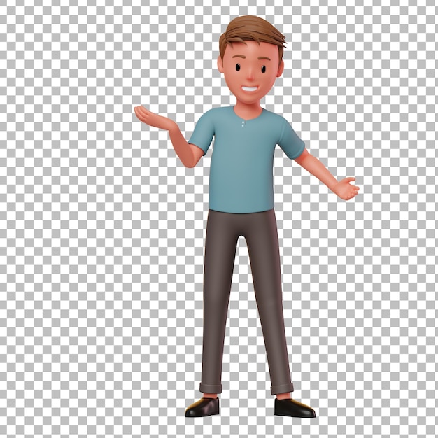 PSD 3d male character explaining something