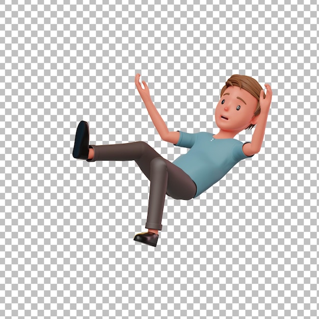 PSD 3d male character falling