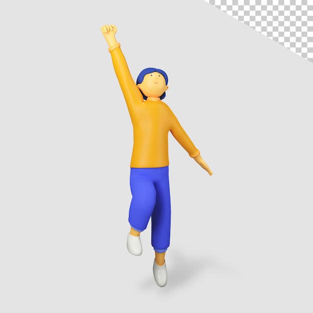 飛んでいる 3 d の男性キャラクター