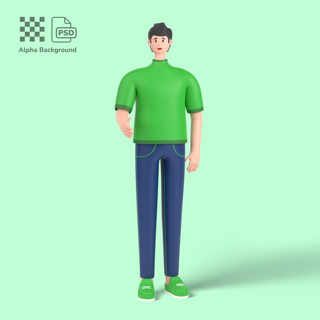 PSD パートナーに握手するために彼の手を与える3d男性キャラクター