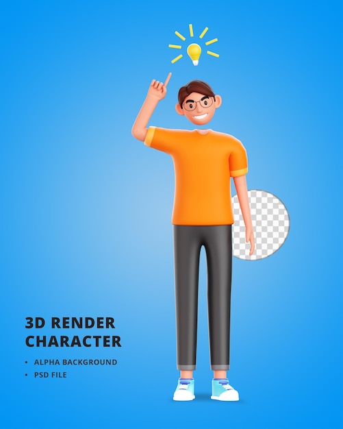 アイデアを持っている3d男性キャラクター