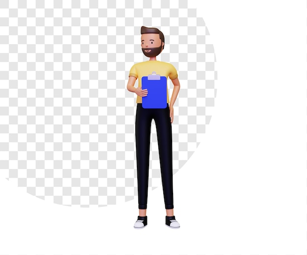 PSD 3d male character holding a note