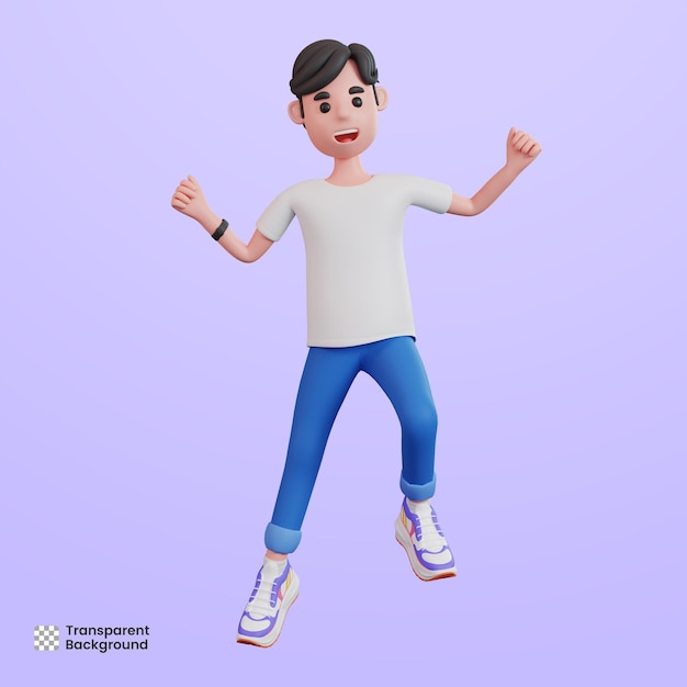 3D мужской персонаж прыгает в воздухе