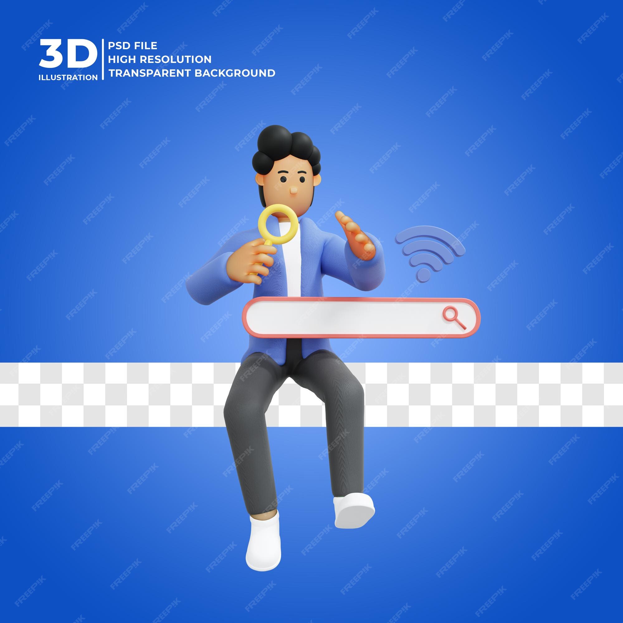 Premium Vector  3d realistic template internet searching url address  character collection vector illustration