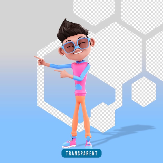 3d male character pointing side