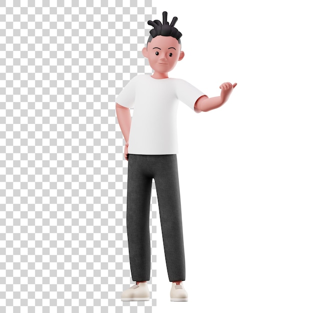 PSD 3d male character pointing on something