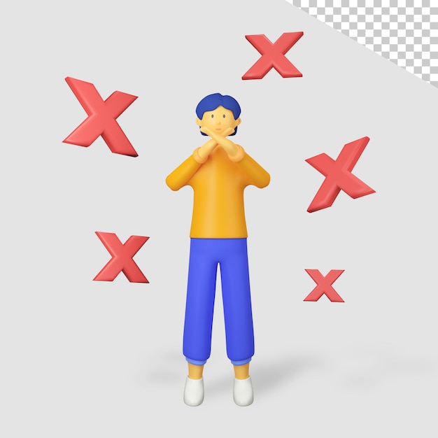 PSD 3d male character say wrong