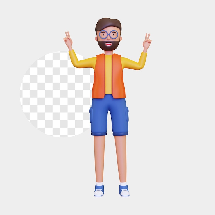 PSD 3d male character showing piece
