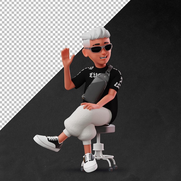 PSD 3d male character sitting