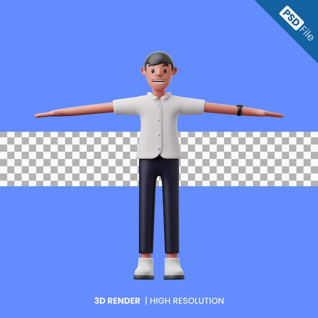 PSD 3d男性キャラクターtポーズ