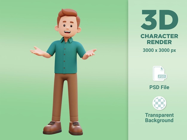 PSD 3d male character talking