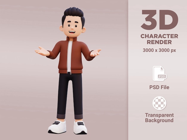 PSD 話している3d男性キャラクター