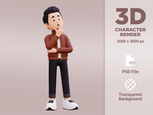 3d male character thinking