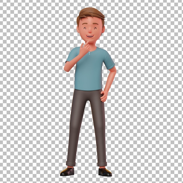 PSD 3d male character thinking