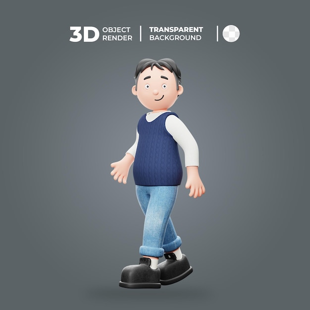 歩く 3 d の男性キャラクター