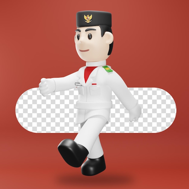 PSD 3d 男性キャラクター パスキブラを着て歩いている