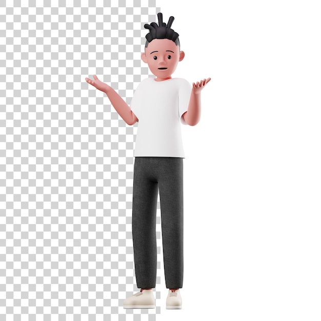 PSD 3d male character with confused pose