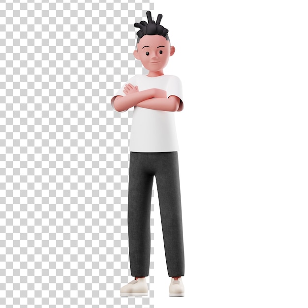 PSD 3d male character with crossed arm pose