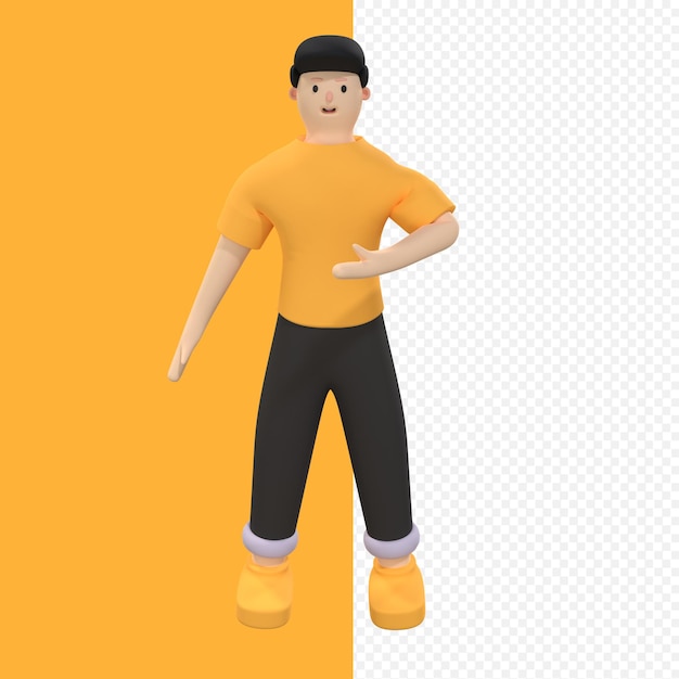 前方片手ポーズの 3 d 男性キャラクター