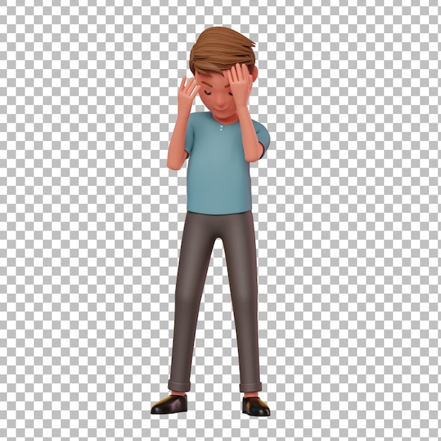 PSD 3d male character worried