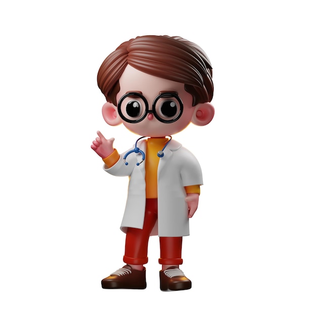 PSD 3d male doctor character giving advise