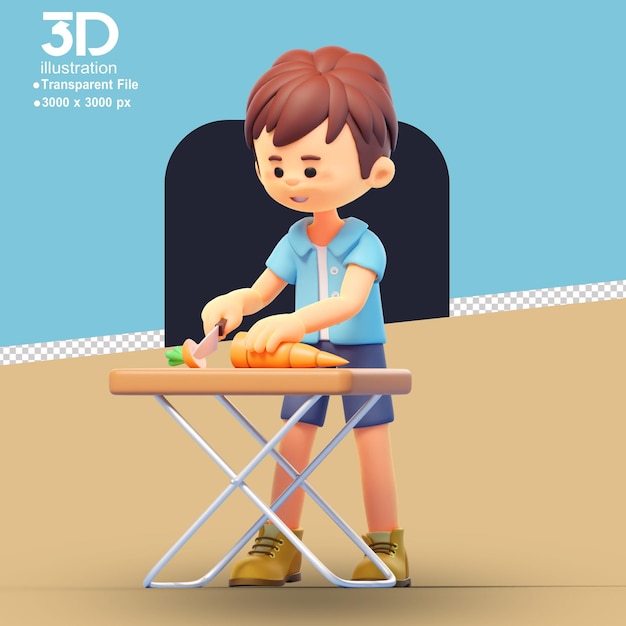 PSD 3d мужчина путешествие 3d персонаж кулинария на изолированном фоне