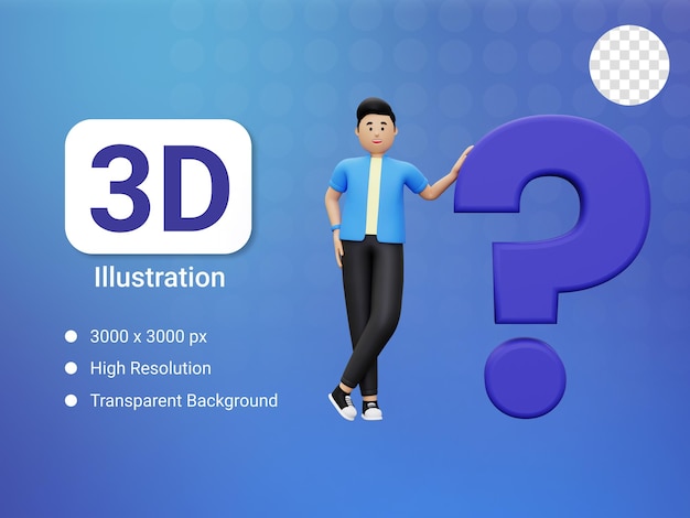 PSD 3d man asking questions