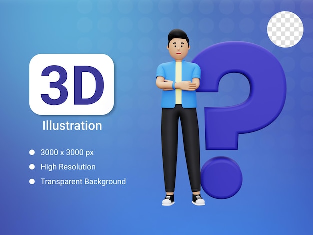 3d man asking questions