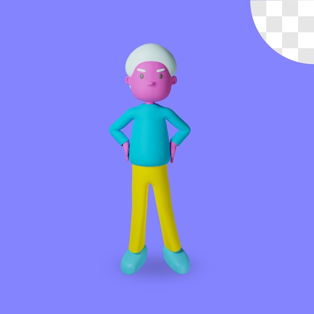 3d-man boos ontwerp rendering geïsoleerd