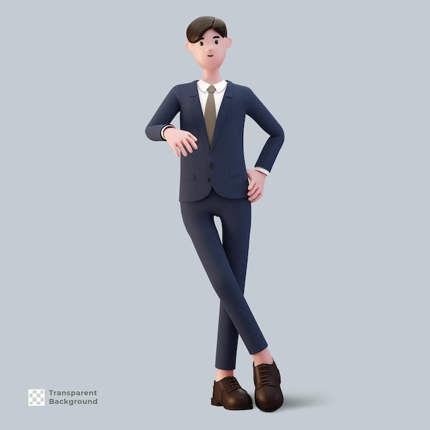 3d man cartoon character businessman in suit render isolated