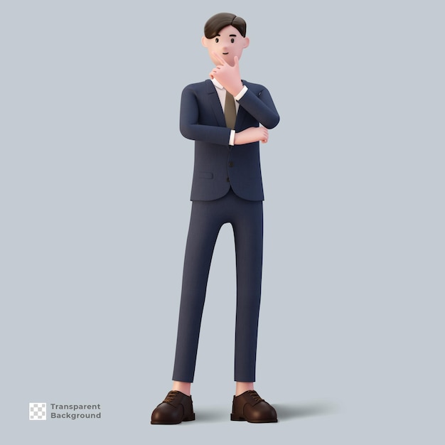 3d man cartoon character businessman in suit render isolated