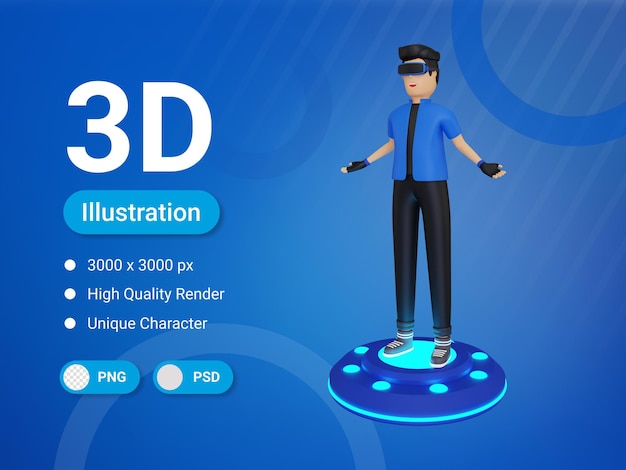 3d Man Doświadczenie Ilustracja Koncepcja Wirtualnego świata