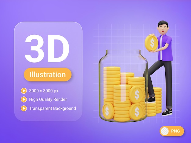 3d-man geld besparen